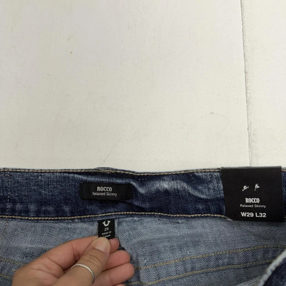 True Religion Rocco Relaxed Skinny Jeans Mens 29x32 Blue Stretch Denim Pants